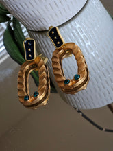 Load image into Gallery viewer, Gold Green Stone Clip On
