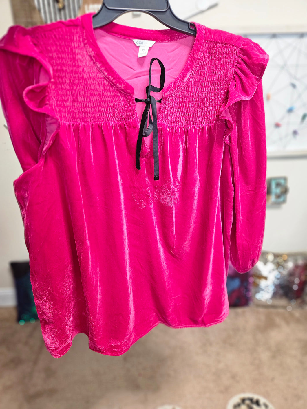 Fuchsia Velvet top (xl)